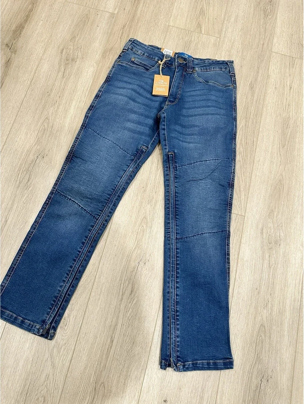 NWT No Limbits Blue Dark wash Denim Jeans Stretch Hidden Zippers Mens 30x30